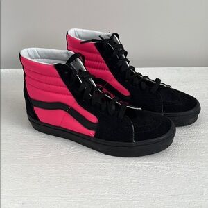 Vans Black and Pink Sk8-Hi  high top Sneakers